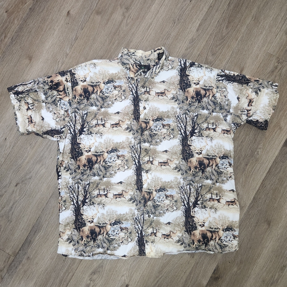 RedHead Men's Nature Print Casual Shirt - Black, White, Brown Size 2XL